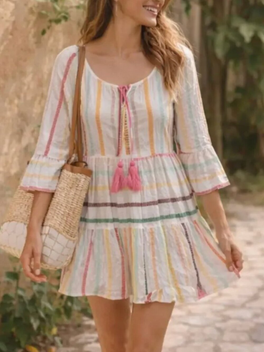 Pilyq pq Morgan multi stripe cover up dress XS/S resort island beach swim